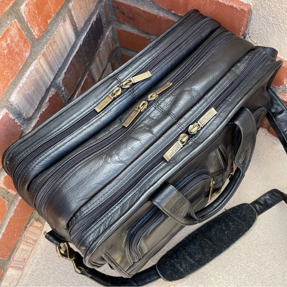 Claire Chase 💼 Genuine Leather JUMBO EXECUTIVE BRIEFCASE in Black